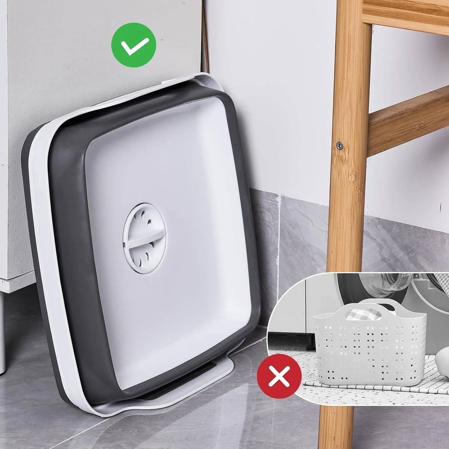 10L Collapsible Wash Basin with Drain Plug (2.6 Gal)  Foldable Portable Sink for Camping, RV, Vegetable Washing  Multi-Use Dish Pan, Ice Beverage Tub, Gray  Pair of Silicone Gloves for Free