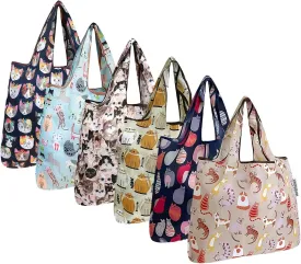 allydrew Small Foldable Tote Nylon Reusable Grocery Bags (Set of 6)