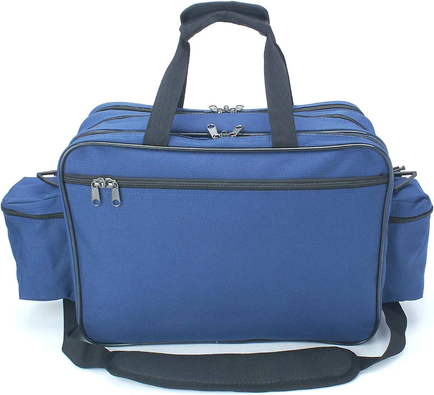 ASA TECHMED Nursing Bag with Compartments  Durable Medical Equipment Shoulder Bag for Nurses, Physicians, EMTs, Multi-Pocket, Nylon Reinforced, Adjustable Straps (Blue)