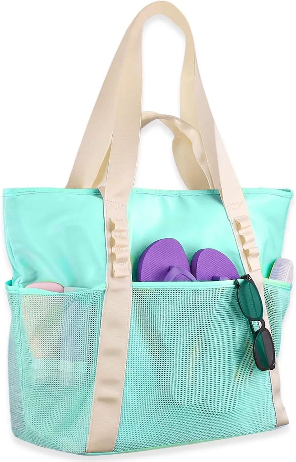 Beach Bags Pool Bags for Women, Waterproof Sandproof Beach Tote Bag with Zipper, Large Tote Bag for Gym Vacation Pool