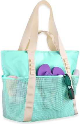 Beach Bags Pool Bags for Women, Waterproof Sandproof Beach Tote Bag with Zipper, Large Tote Bag for Gym Vacation Pool