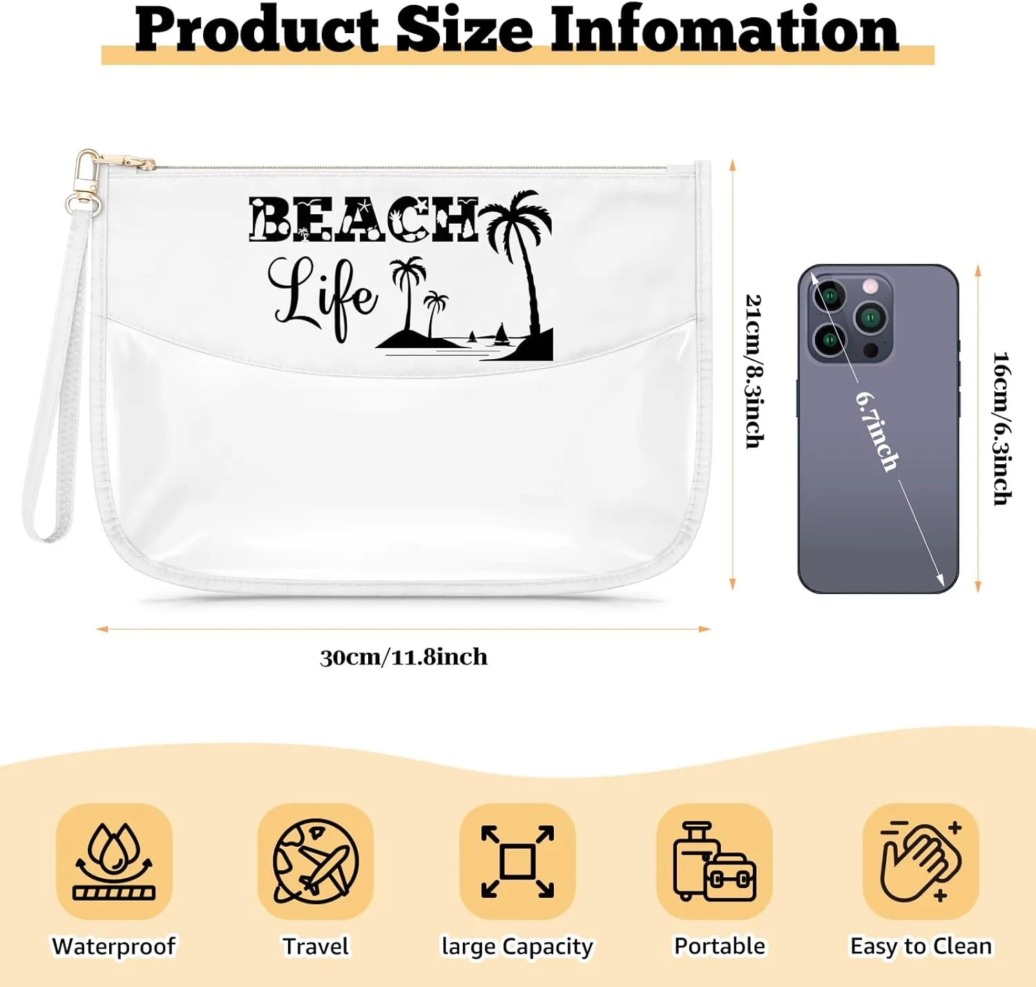 Beach Themed Gifts for Women Girl Clear Makeup Bag Beach Lover Gift for Daughter Friend Sister Girls Summer Vacation Present Cosmetic Bag Christmas Birthday Present for Her Travel Pouch