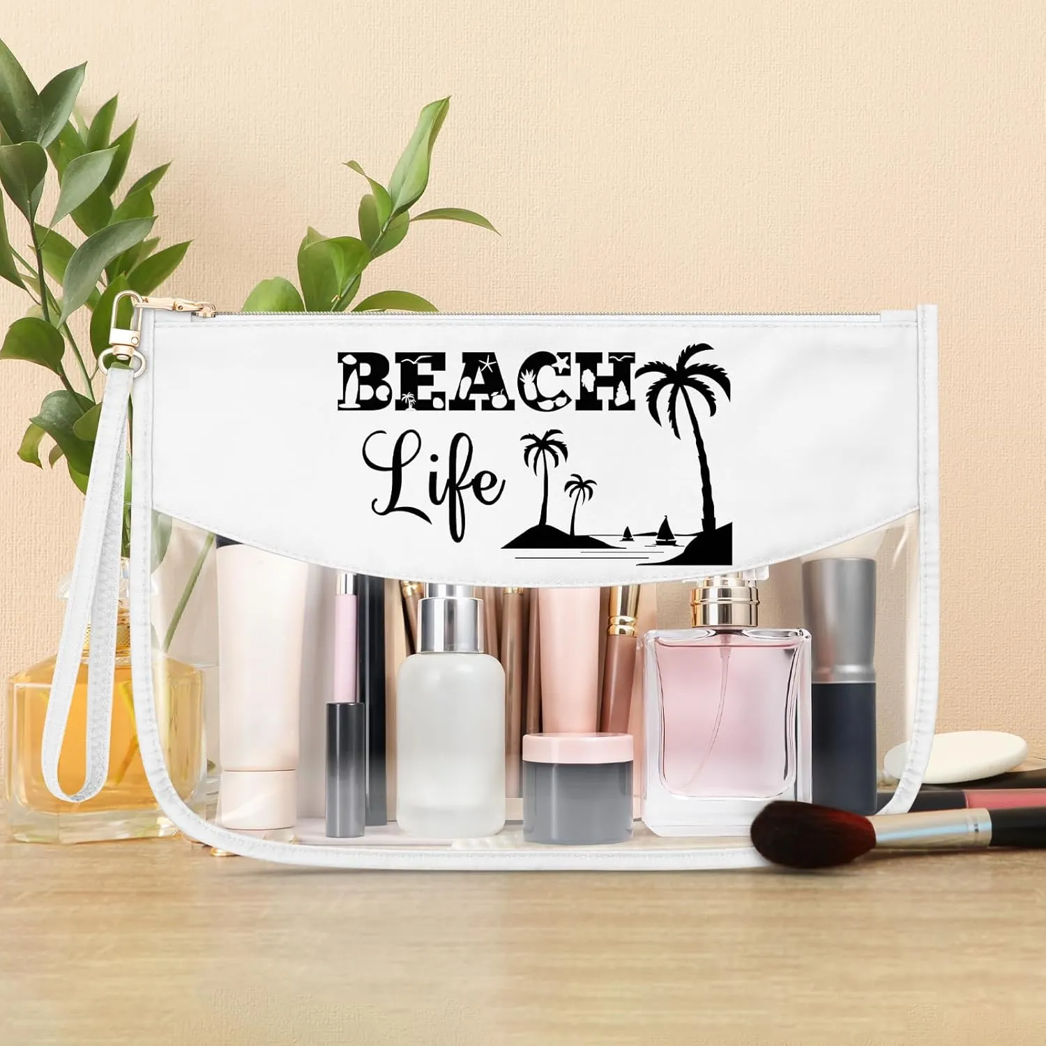Beach Themed Gifts for Women Girl Clear Makeup Bag Beach Lover Gift for Daughter Friend Sister Girls Summer Vacation Present Cosmetic Bag Christmas Birthday Present for Her Travel Pouch