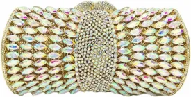Boutique De FGG Sparkly Crystal Clutch Purse for Women Evening Bags with Spikes Wedding Party Rhinestone Clutch Handbag,Mini