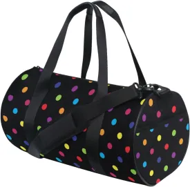 Colorful Polka Dot Black Duffel Bag Sports Gym Bags for Men and Women