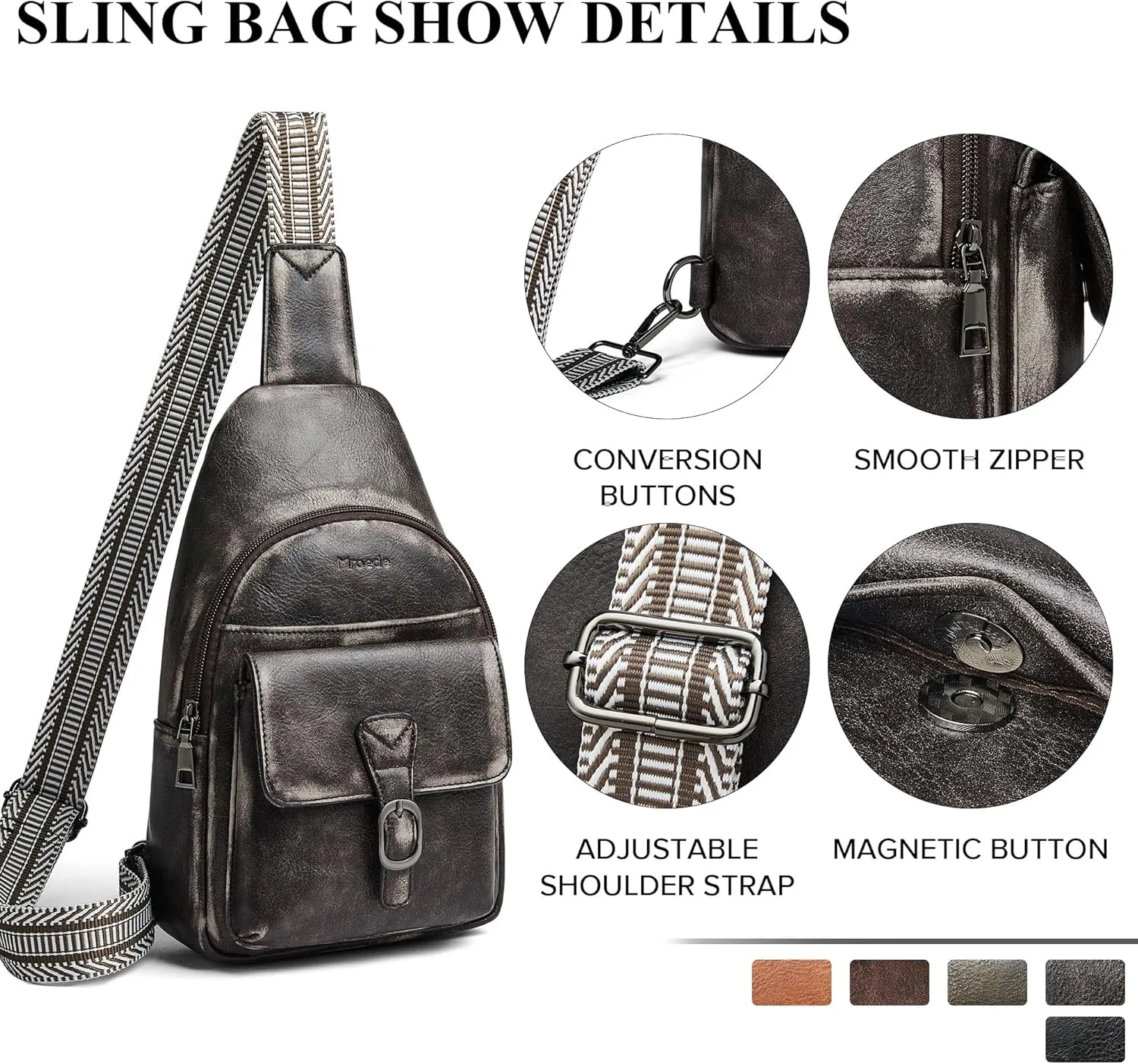 Crossbody Bags for Women Men Sling Bag 5 Pockets Fanny Pack Sling Backpack Chest Daypack Travel Purse Anti Theft