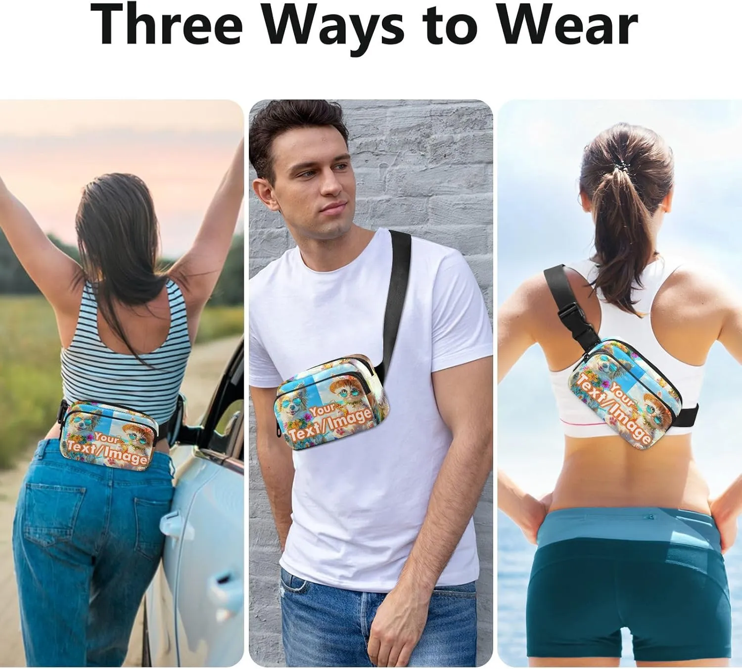Custom Name Photo Fanny Packs for Women Fanny Pack For Men Belt Bag Crossbody Fanny Packs for Women Running Fanny Pack Waist Pack 21332614, 21332614C