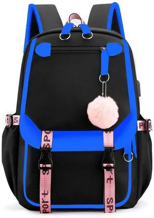 dageraad Backpacks For Teen Girls With USB Port,black cute backpack Can Hold 15.6in Notebook,Tablets.Girls Backpack Can Be Used As Gift for Students Or Friends (Blue)