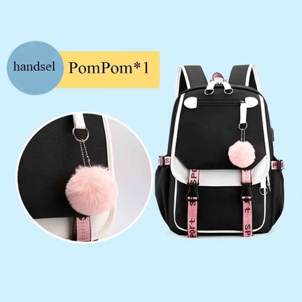 dageraad Backpacks For Teen Girls With USB Port,black cute backpack Can Hold 15.6in Notebook,Tablets.Girls Backpack Can Be Used As Gift for Students Or Friends (Blue)