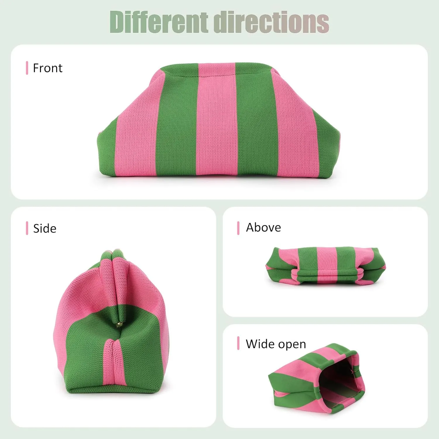Emprier Dumpling Clutch Purse for Women Casual Woven Crochet Handbags Colorblock Clutch Summer Beach Bag