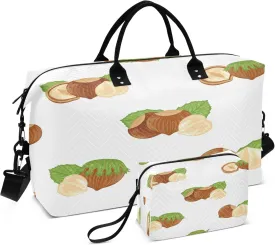Exnundod Travel Duffel Bags Forest Food Hazelnuts Sports Gym Bag Weekender Carry On Tote Overnight Luggage Bags for Women and Men