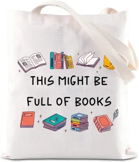 FOTAP Book Lover Tote Bag - Reusable Book Bag - White - Medium - Water Resistant - 13 