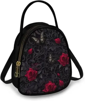 Gothic Small Crossbody Bags for Women, Mini PU Leather Cell Phone Purse Zip Shoulder Handbags Adjustable Straps