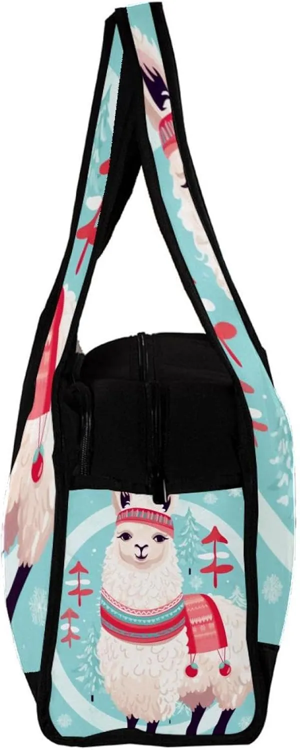 Gym Bag for Women,Small Gym Bag for Men,White Camel with Christmas Red Scarf,Overnight Bag