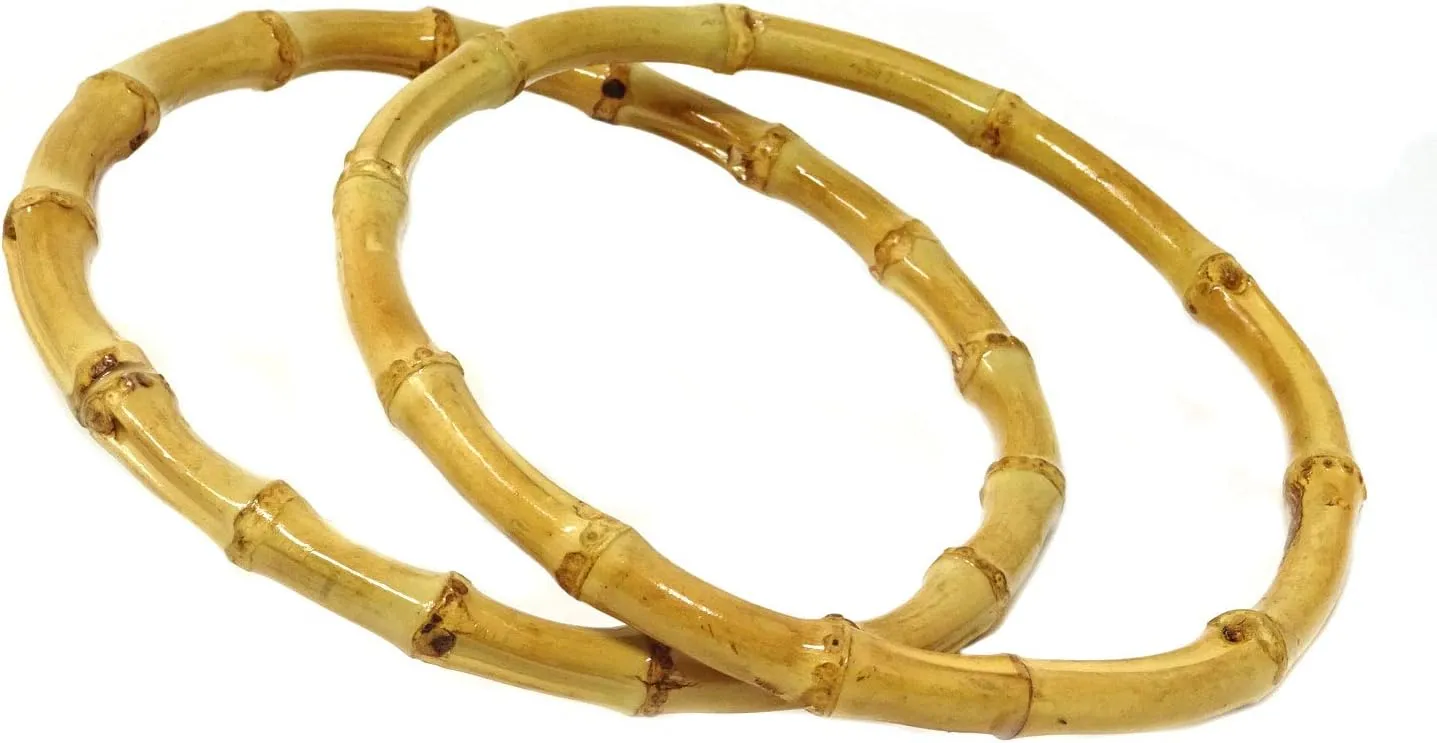 Honbay 2PCS Round Bamboo Handbag Handles for Bag Purse Clutches