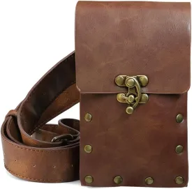 Larswon Renaissance Bag Medieval Belt Pouch Leather Belt Pouch Leg Phone Holder Festival Faire Accessories