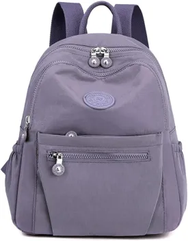 Mini Backpack Purse for Women,Small Nylon backpacks for Ladies Backpacks Women Anti Theft Travel Bag (Grey Purple)