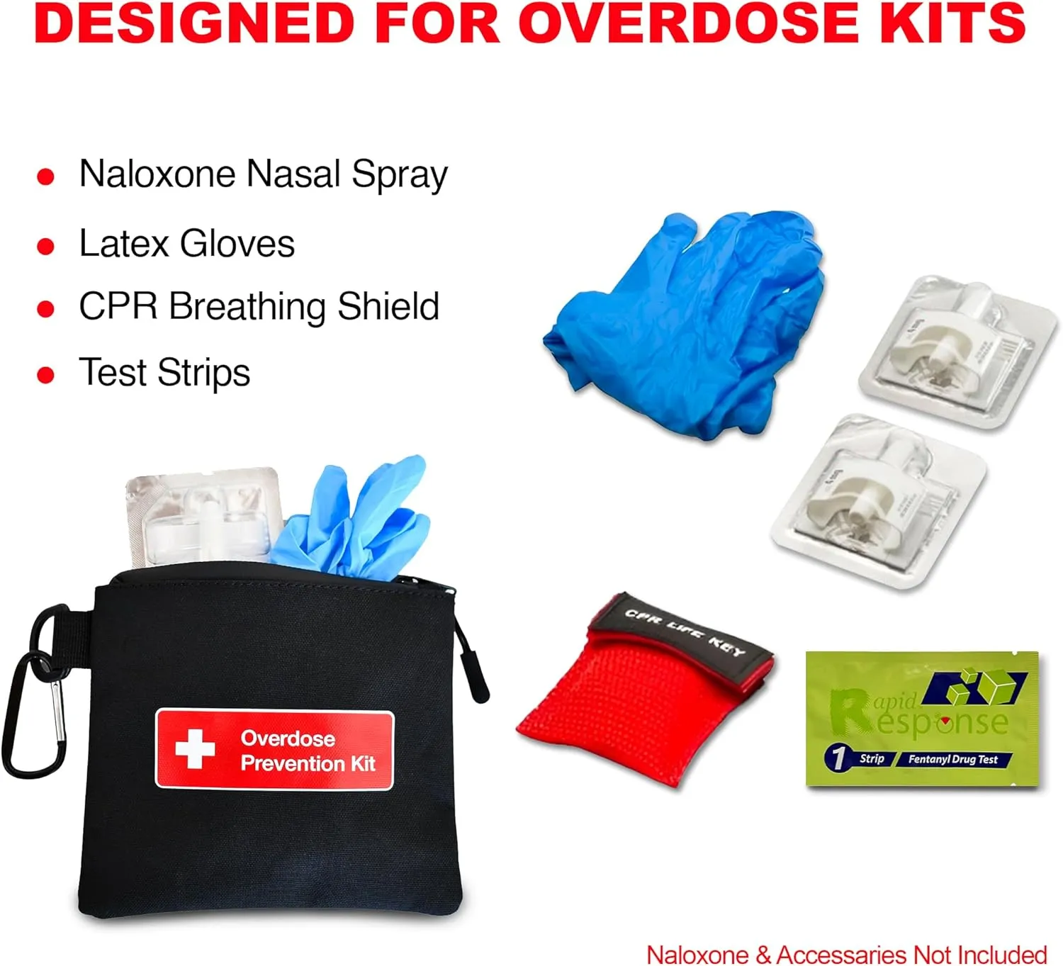 Naloxone Overdose Prevention Kit Canvas Bag | Holds Two Naloxone Nasal Spray and Accessaries (Empty Case, Naloxone not Included) (Black, 10 Units)