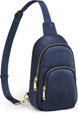 S-ZONE Leather Sling Bag for Women Men RFID Blocking Small Crossbody Sling Backpack Purses Chest Bags Travel Cycling Hiking