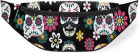 Sugar Skull Fanny Packs for Women Men Cross Body Purse Waterproof Sports Waist Bag Pack Belt Bag for Travel Hiking Running Cycling