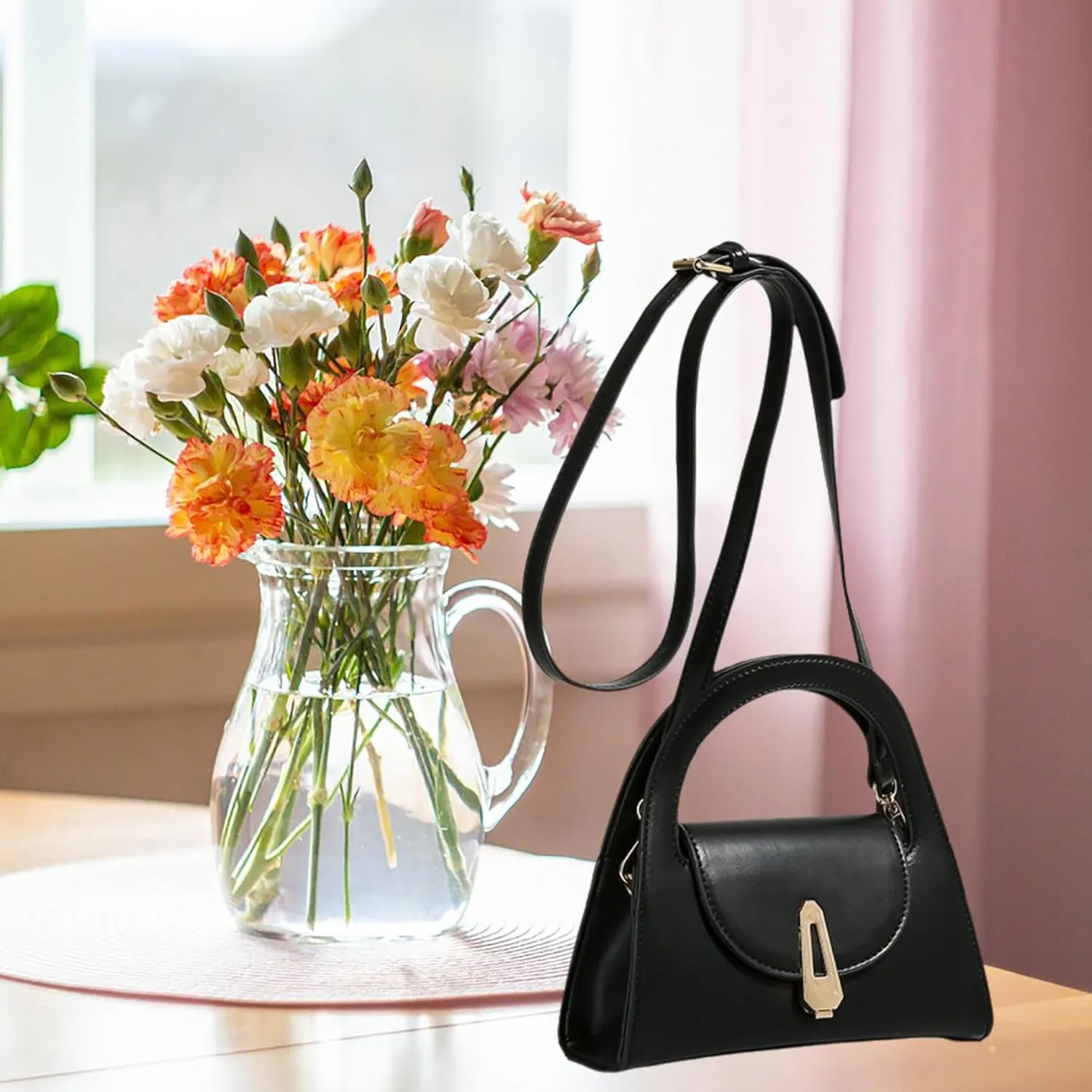 Top Handle Satchel Purses for Women, Cute Small Tote Handbags, Trendy Ladies Leather Crossbody Purses, Mini Designer Purse