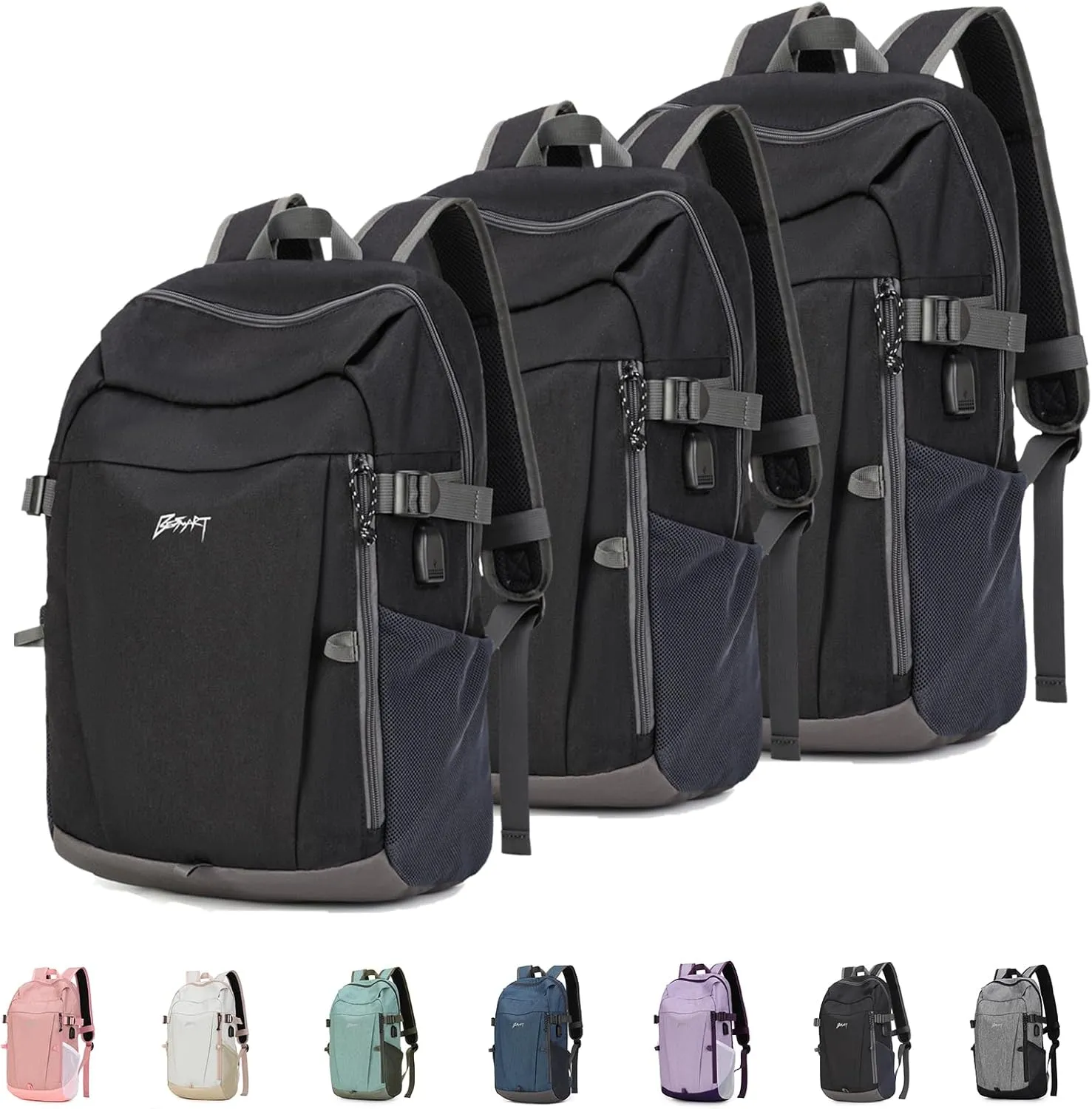 Travel Backpack for Women & Men, Lightweight Backpacks with USB Charging Port in 3 Size, TSA 13.5/15.6/17.3 inch Laptop Backpack, Casual Hiking Daypack for Camping Weekender Business Outdoor