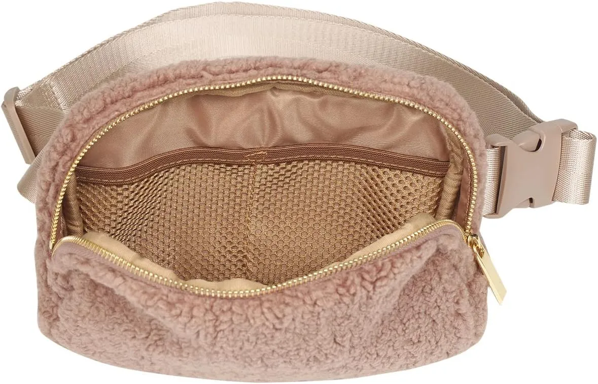 UOQAPRE Unisex Fanny Pack with Adjustable Strap Belt Bag for Women and Men, Fleece Mini Waist Pouch Travel Hiking Running