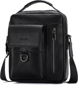 VASCHY Leather Messenger Bag For Men, Medium Satchel Crossbody Handbag Shoulder Sling Travel Side Bags Purse for Men