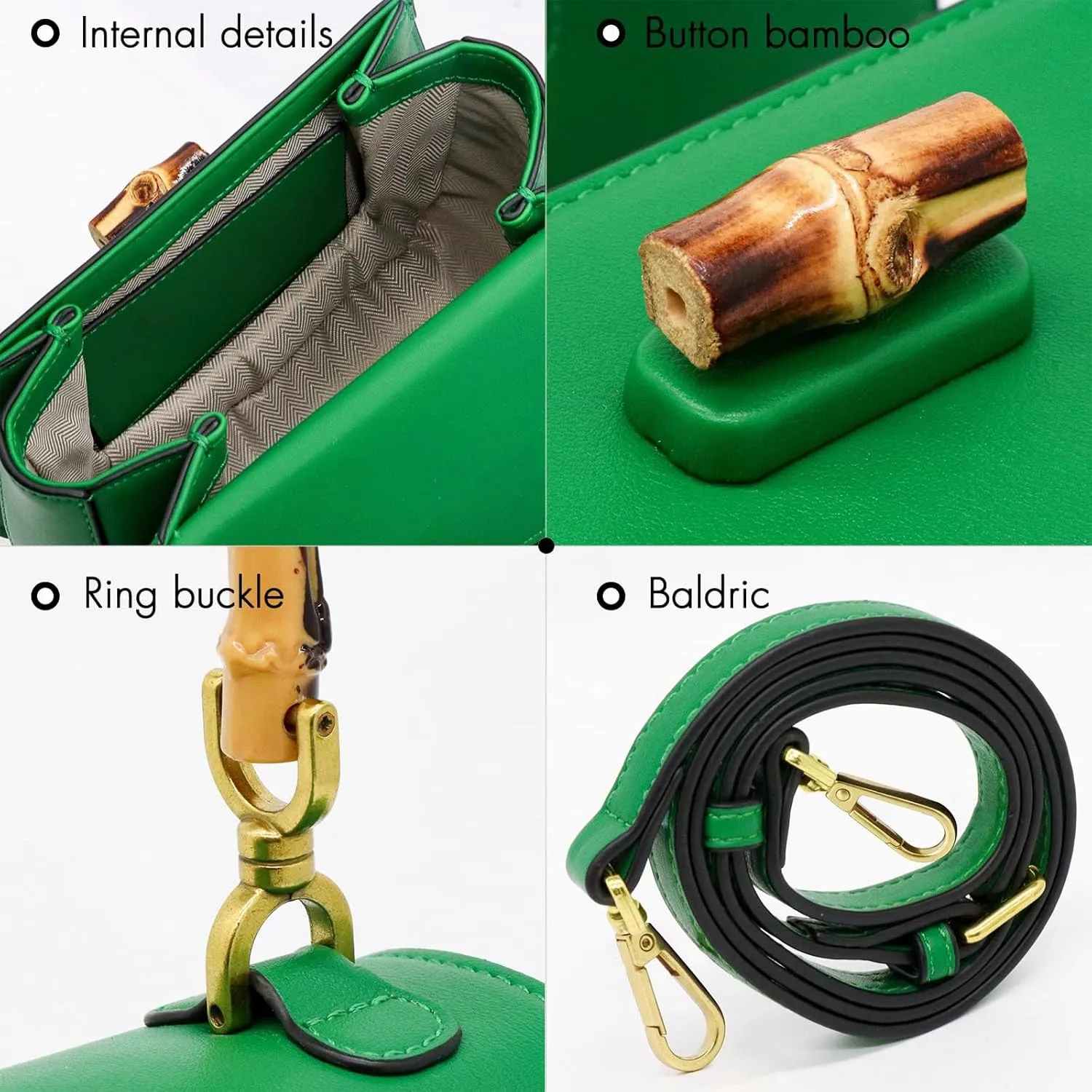 Women Tote bag, Bamboo Shape Handle, PU Leather Top Handle Bags, Womens Crossbody Bag with 27.5 * 27.5in Square Scarf