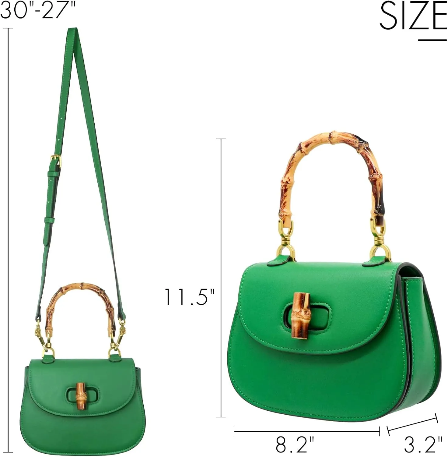 Women Tote bag, Bamboo Shape Handle, PU Leather Top Handle Bags, Womens Crossbody Bag with 27.5 * 27.5in Square Scarf