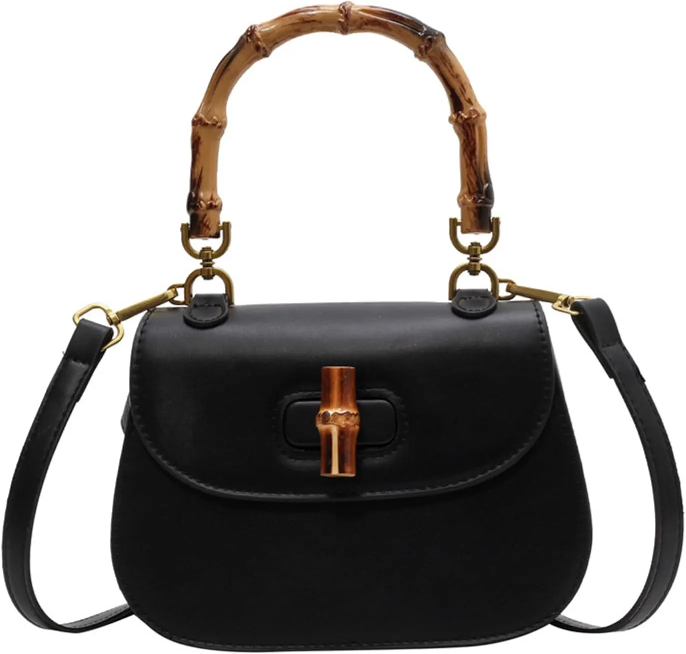 Women'S Leather Tote Handbags,Bamboo Shaped Top Handle Satchel Crossbody Bag Vintage Shoulder Bag