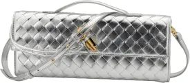 Woven Bag Clutch Purse for Women Ladies Party Handbag Wedding Cocktail Prom Crossbody Shoulder Bag